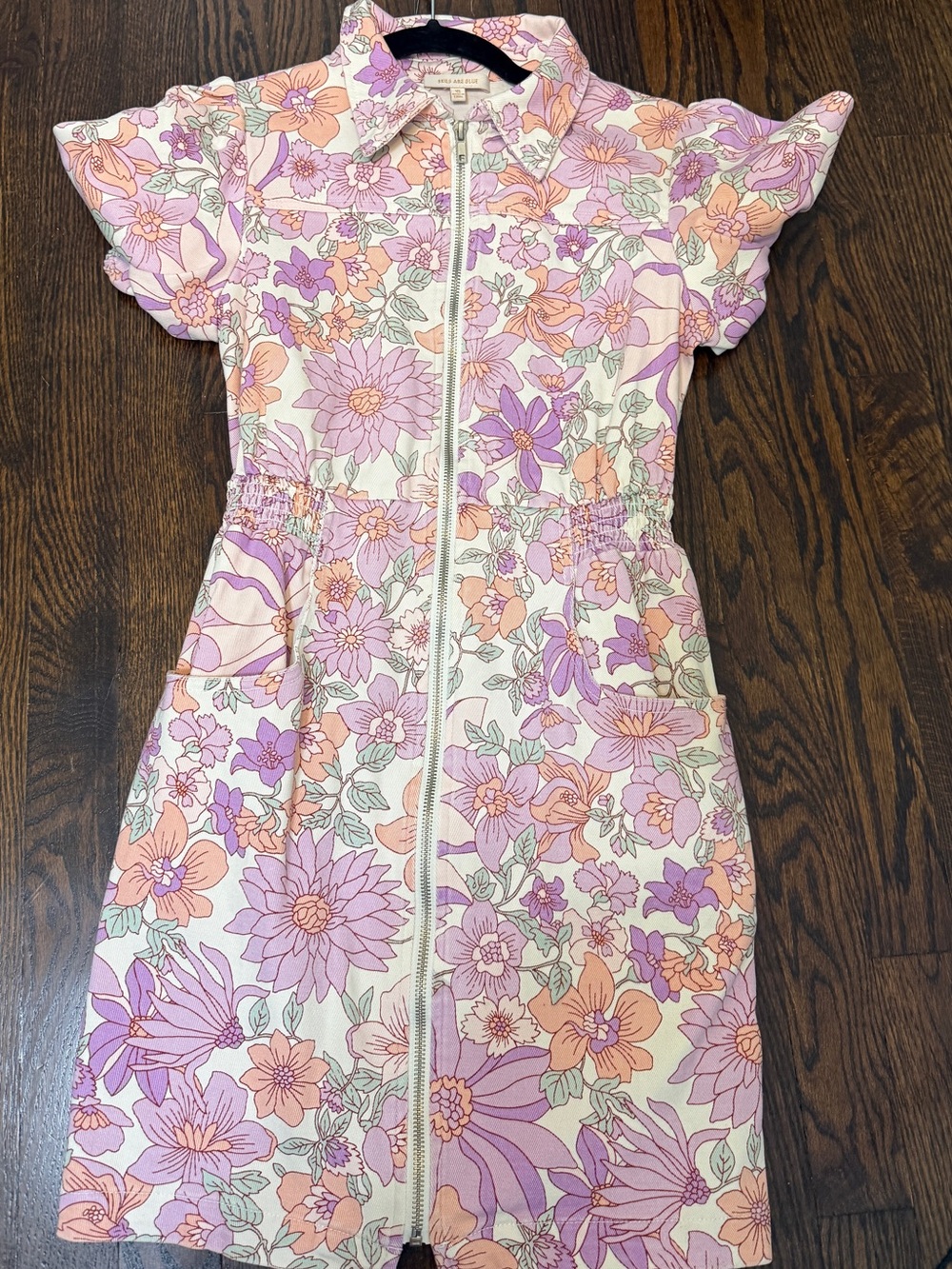 Skies Are Blue Retro Floral Zip-Front Mini Dress